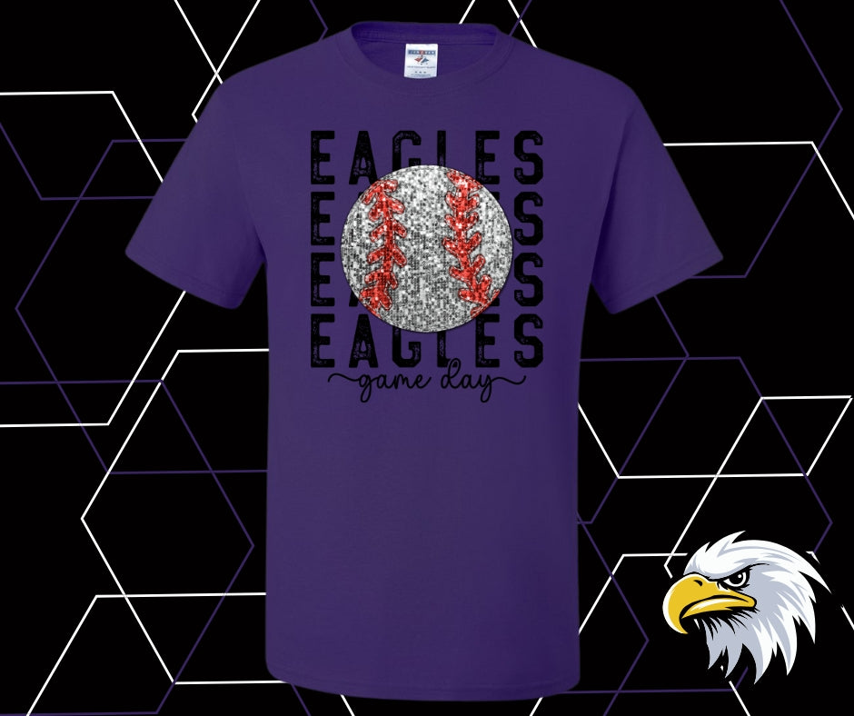 Eagles Faux Sequin Baseball Graphic Tee