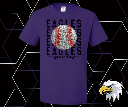 Eagles Faux Sequin Baseball Graphic Tee