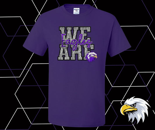 We Are Eagles Faux Rhinestone Purple Graphic Tee