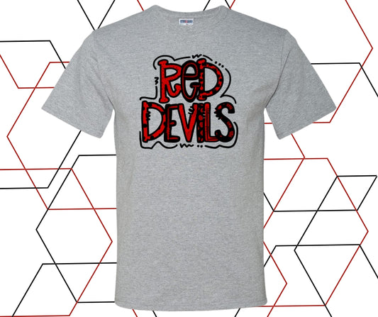 Red Devils Doodle Dot Block Graphic Tee