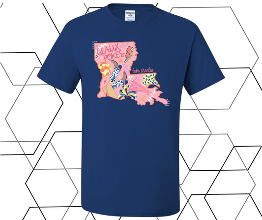 Louisiana Pink Go Pokes Graphic Tee
